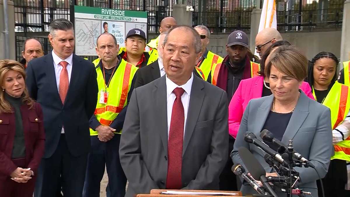 Phil Eng speaking at a press conference at Riverside station